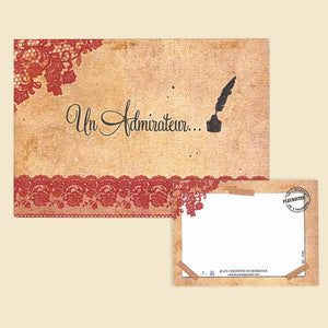 Carte message style ancien avec dentelle rouge "Un admirateur" | LA SERRE fleuriste | Livraison fleurs à Nantes