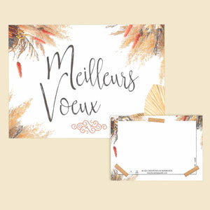 Carte message fleurs séchées "Meilleurs voeux" | LA SERRE fleuriste | Livraison fleurs à Nantes