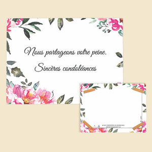 Carte message contour fleuri "Nous partageons votre peine" | LA SERRE fleuriste | Livraison fleurs à Nantes