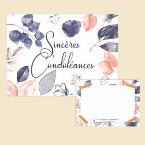 Carte message contour fleuri "Sincères condoléances" | LA SERRE fleuriste | Livraison fleurs à Nantes